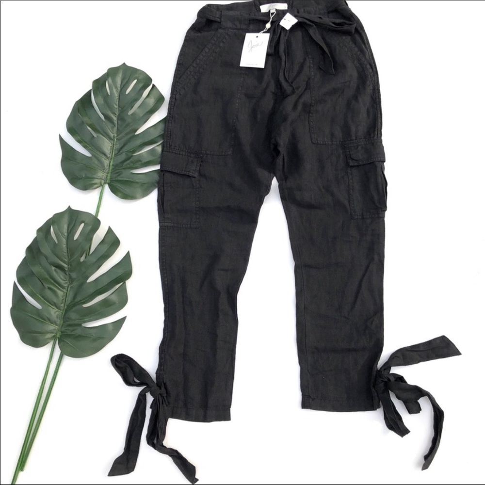 Joie Erlette linen cargo cropped pant with ties 2